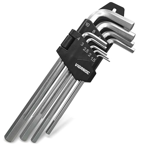 Allen Hex Key Set, 9-Piece, L-Shape, Chrome Vanadium Steel, 1.5-10 mm - style: Allen Hex Key