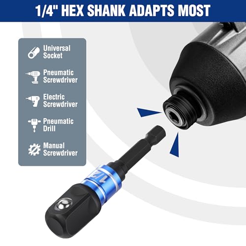 WORKPRO Impact Grade Socket Adapter Set, 1/4", 3/8", & 1/2" Drive, Extension Driver Bit With Holder, for Power Drill to High Torque Impact Wrench - style: 3PCS