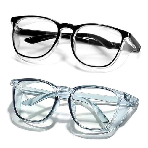 Safety Glasses Anti Fog Goggles Protective Eyewear Blue Light Blocking Anti Dust UV Protection Glasses For Men Women - color: Transparent Blue+black
