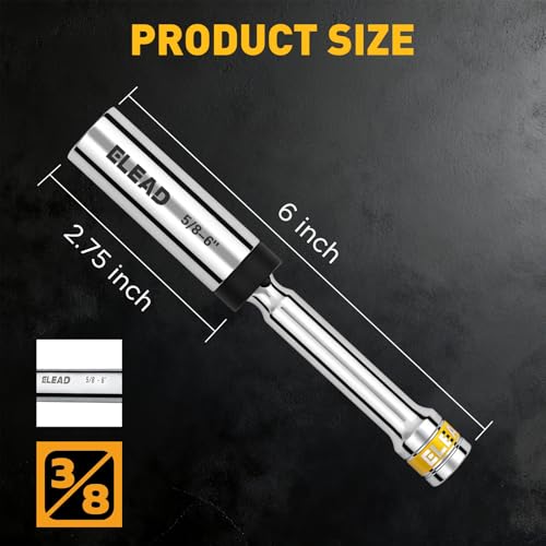 ELEAD 5/8" Swivel Magnetic Spark Plug Socket, 3/8" Drive x 6" Total Length, Thin Wall Spark Plug Removal Tool, 360 Degree Swivel, Enhanced Magnetic, 6-Point Design, Cr-V Steel - size: 5/8" x 6" Spark Plug Socket