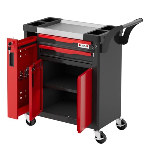 2-Drawer Tool Chest with Wheels, Rolling Tool Chest with Side Drawer,Tool Cabinet Drawers lockable,Tool Cart with Top compartment,for Garage Storage,Workshop,Home,Safety Rounded Corner Anti-collision - style: 2-Drawer