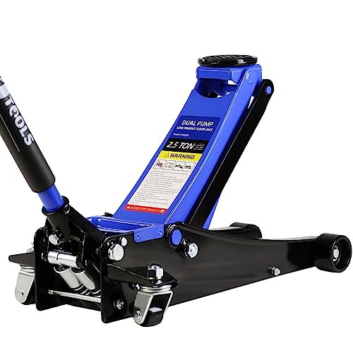 SSLine 2.5 Ton Floor Jack Automotive Hydraulic Car Jack Heavy Duty Steel Car Lift Service Jack Quick Rise for Tire Change, Low Profile Racing Floor Jack with Lifting Range 3.5"-19.5" 5500LB Capacity - color: Blue, size: 2.5 Ton Dual Pump
