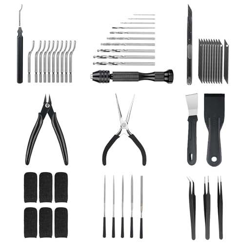 3D Printer Tools Kit Essential, 3D Printing Tools Kit, 3D Printer Accessories with 50Pcs (Deburring Tool, Wire Cutter, Drill, Scraper..) for Remove, Smoothing, Finishing, Deburring, Craving, Drilling - style: 3D Printer Tools Kit Essential