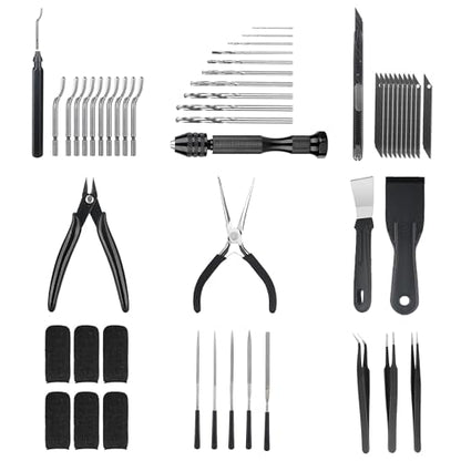 3D Printer Tools Kit Essential, 3D Printing Tools Kit, 3D Printer Accessories with 50Pcs (Deburring Tool, Wire Cutter, Drill, Scraper..) for Remove, Smoothing, Finishing, Deburring, Craving, Drilling - style: 3D Printer Tools Kit Essential
