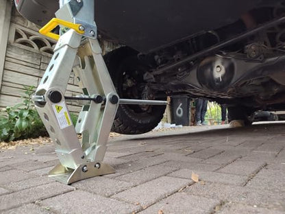 Ultra Heavy Duty Scissor Jack for Car with Patented Step-Lever System for Unmatched Lifting Power, 12" Usable Lift, 2 Ton Capacity, Vari-Lift Option Adds Height to Total 23"