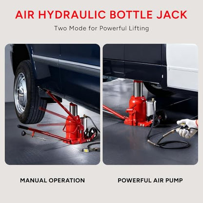 Air Hydraulic Bottle Jack, 50 Ton (110000) lbs Hydraulic Bottle Jack with 10.43''-19.88'' Lifting Range & Manual Hand Pump, for Pickup, Truck, RV, Auto Repair - color: 50 Ton
