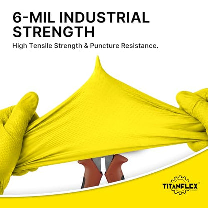 TitanFlex Heavy Duty Industrial Nitrile Gloves with Raised Diamond Texture, 6-mil, Latex Free (Dark Green/Yellow) - color: 06 Yellow (1000ct), size: Medium