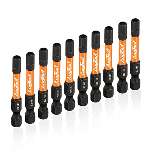 toolant 5mm Impact Hex Bits Set 10pcs,1/4” Hex-Shank Allen Wrench Drill Bit Set, S2 Steel, CNC Machined Tips with Magnetism, 2” Long with Storage Box - size: 5mm(10pcs)