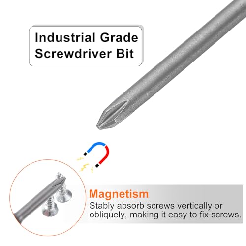 HARFINGTON 5pcs #1 Phillips Screwdriver Bit PH1 1/4" Hex Shank 4" (100mm) Long Magnetic S2 Steel Industrial Grade Screw Driver Bit Cross Head Electric Drill Bits 0.138" (3.5mm) Rod - size: PH1 x 100mm x 3.5mm