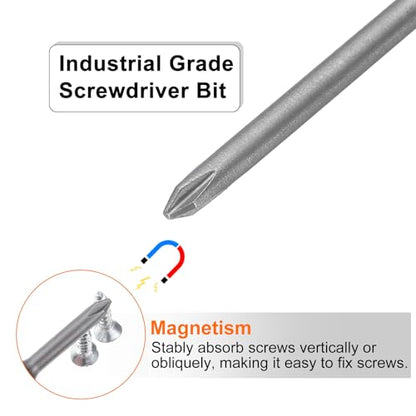 HARFINGTON 5pcs #1 Phillips Screwdriver Bit PH1 1/4" Hex Shank 4" (100mm) Long Magnetic S2 Steel Industrial Grade Screw Driver Bit Cross Head Electric Drill Bits 0.138" (3.5mm) Rod - size: PH1 x 100mm x 3.5mm