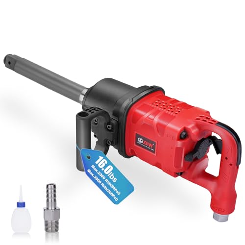 1 Inch Air Impact Wrench, Up to 3000ft-lbs Torque, 5000RPM 1'' Impact Gun | 16 lbs Lightweight Pneumatic Impact Wrench with 6 Inch Extended Anvil & 2 D Handles, 1/2'' Air Inlet for Heavy Duty Repairs - size: 1 Inch | 3000 ft-lbs w/6" Extended Anvil