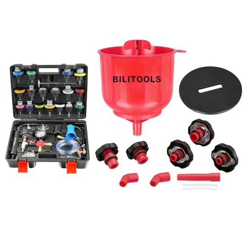 BILITOOLS Radiator Coolant Pressure Tester & Vacuum Refill Kit and Spill Free Coolant Funnel Kit