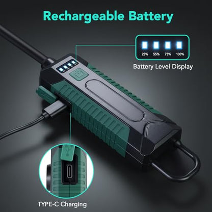 Rechargeable Magnetic Work Lights, COB Portable LED Work Light with 360° Flexible Gooseneck Design, Hook Work Flashlight for Lathe, Car Repair, Emergency, 4 Lighting Modes, USB C Cable, Pack of 1