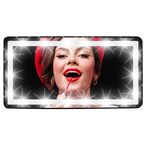 Car Visor Vanity Mirror-Rechargeable LED Light Makeup Mirror for All Car-Universal Car Sun Visor Mirror-Innovative Car Mirror Accessories Black LED Visor