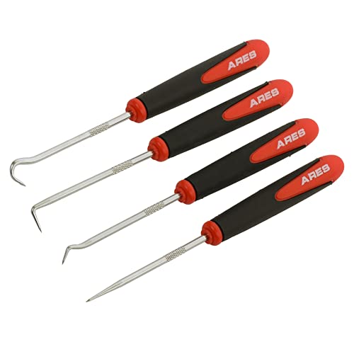 ARES 10034 Mini Hook and Pick Set, 4-Piece, Hardened Steel | Includes angled, straight, and full hooks and picks; hardened steel shafts - size: 4-Piece Mini Hook/Pick Set