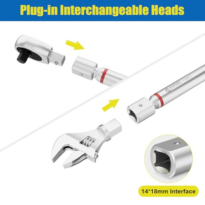 ANPUDS Adjustable Digital Torque Wrench, 2.2-147.5 Ft.lb, ±1% Accuracy | 3-200 Nm, 45mm Jaw & 1/2" Ratchet, 14×18mm Open End, Vibration, Buzzer and LED Indicator, for HVAC, Split AC, Auto, Plumbing - size: 2.2-147.5 Ft.lb/3-200 Nm(14×18mm)