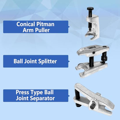 Universal Ball Joint Separator Tool Kit, Heavy Duty Ball Joint Puller Removal Tool and Tie Rod Pitman Arm Puller for Front End Service on Most Cars, Trucks, ATVs