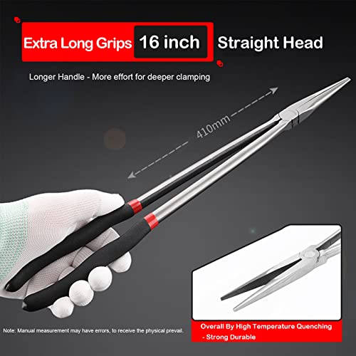 16in Needle Nose Pliers Extended Handle Pliers, Extra Long Handle Nose Pliers, Needle Nose Pliers with Nonslip Handle Repairing Hand Tool