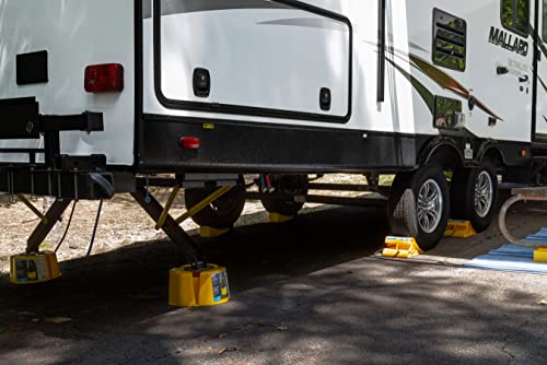 Camco Super Wheel Chock w/Rope - Large, Heavy Duty Trailer Wheel Chock Constructed of Durable Plastic - Features Rope Handle for Easy Removal - Use w/Tires Up to 29-inches – 44475 - size: Large w/ Rope