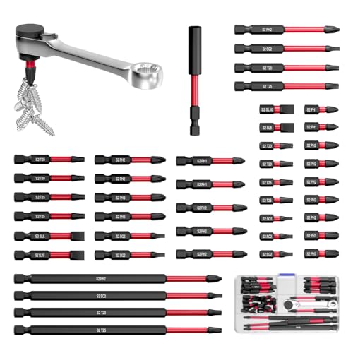 46Pcs Screwdriver Bits Set, S2 Steel Screwdriver Impact Bits Kit | With 1Pc Magnetic Bit Holder & a Wrench, Used for Power Screwdrivers and Electric Drill Drivers - style: 46Pcs Screwdriver Bits Set