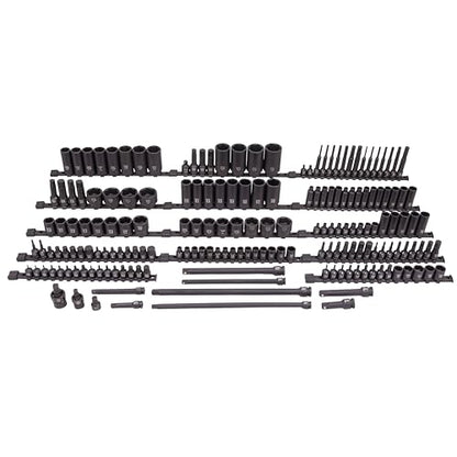 SUNEX 10181 3/8" & 1/2" Drive SAE & Metric 6 Point Standard & Deep with Star (E and Tamperproof), Triple Square, & Hex Bit, 181-Piece - size: 181-piece SAE/Metric