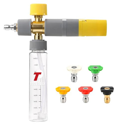 Tool Daily Foam Cannon, Small Foam Cannon for Pressure Washer, 5 Power Washer Nozzle Tips, 1/4 Inch Quick Connect - size: 100 ml