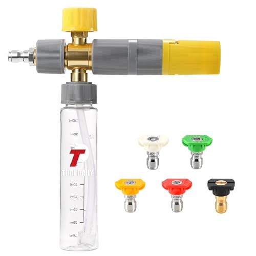 Tool Daily Foam Cannon, Small Foam Cannon for Pressure Washer, 5 Power Washer Nozzle Tips, 1/4 Inch Quick Connect - size: 100 ml
