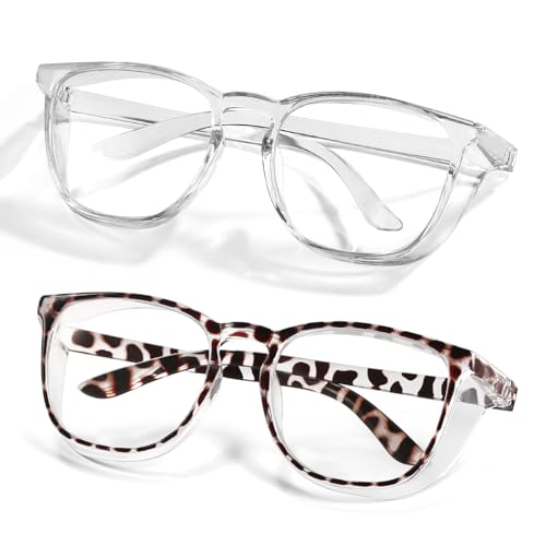 Safety Glasses Anti Fog Goggles Protective Eyewear Blue Light Blocking Anti Dust UV Protection Glasses For Men Women - color: Brown Leopard+transparent