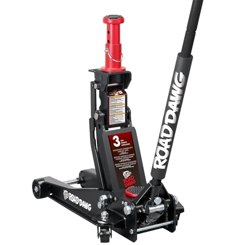 Road DAWG Hydraulic Low and High Profile Professional Grade Foldable Garage Service/Floor Jack with Quick Lift Pump, 3 Ton (6,600 lb) Capacity, Black