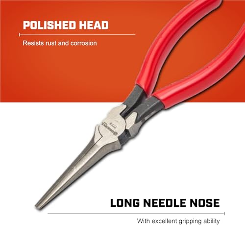 Crescent 7" Long Needle Nose Pliers - Designed for Wire Bending, Gripping & Twisting - Long Reach Pliers with Dipped Handle Grips - Electrician Tool - 7777CVN