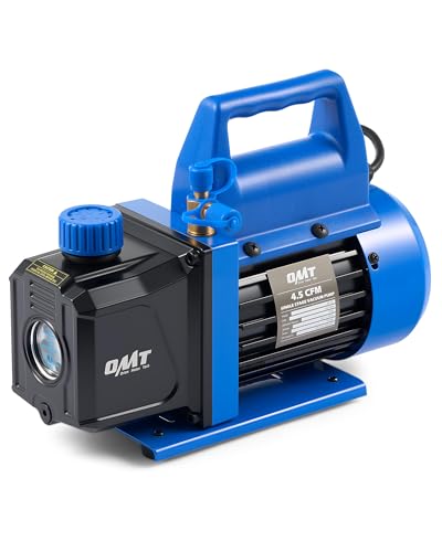 Orion Motor Tech Vacuum Pump, 4.5 cfm 1/3 hp HVAC Single Stage Vacuum Pump for R12 R22 R134a R410a R502, Auto AC Vacuum Pump Kit for Automotive Air Conditioner Resin Degassing & More, Oil Included - color: Blue, size: 4.5 CFM