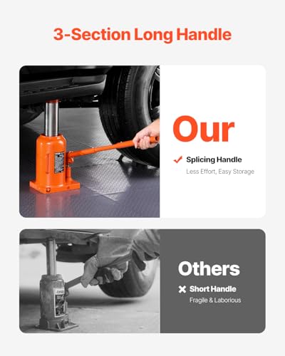VEVOR Hydraulic Bottle Jack, 50 Ton/110231 lbs Welded Bottle Jack with 11''-17.32'' Lifting Range & 3-Section Long Handle, for Car, Pickup, Truck, RV, Auto Repair, Industrial Engineering - size: 50T