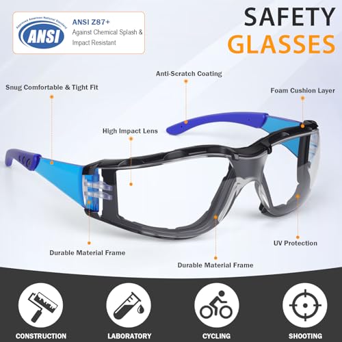 Safety Glasses for Men and Women, Anti-Fog UV Protection, Clear Lens Eye Protection Glasses Impact Resistant - color: 12pack-clear