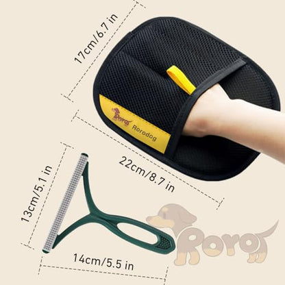 2-PCS Pet Hair Remover Gloves with A Hair/Lint Removal Tool, Reusable Magic Brush Pet Hair Removal Glove for Dogs & Cats, Remove Dog/Cat Hair from Couch, Carpet, Car Seat.