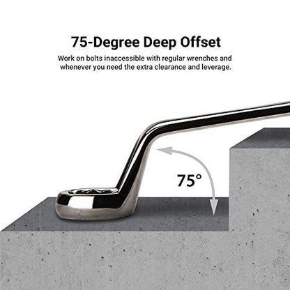 Capri Tools 12 x 14 mm 75-Degree Deep Offset Double Box End Wrench - size: 12 x 14 mm