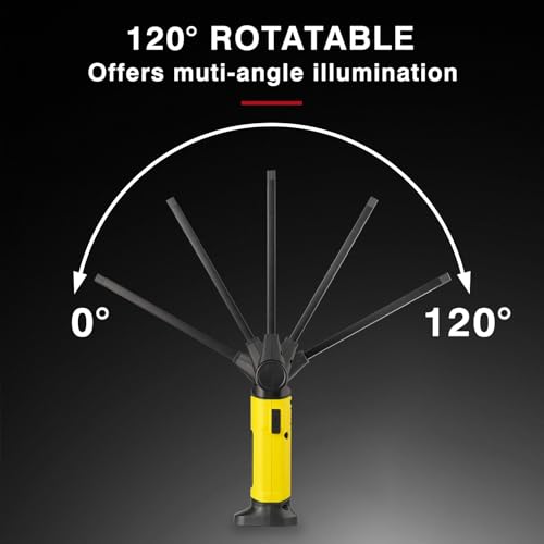 Mechanic Light,1000 Lumens Rechargeable LED Work Light with Magnetic Base, 120° Rotate 3 Modes, 4000mAh Magnetic Flashlight for Car Repair, Camping, and Emergency (2 Pack)