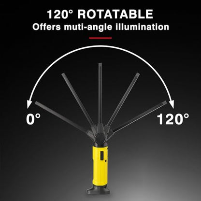 Mechanic Light,1000 Lumens Rechargeable LED Work Light with Magnetic Base, 120° Rotate 3 Modes, 4000mAh Magnetic Flashlight for Car Repair, Camping, and Emergency (2 Pack)