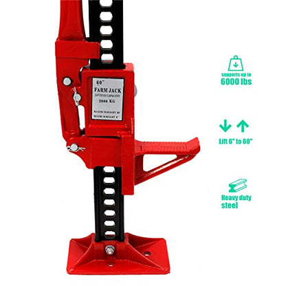Stark USA Industry 60" Farm Tractor Truck SUV Bumper Jack Ratcheting Style Off Road Farm Jack 3-Ton Capacity Truck Lift Bumper Utility