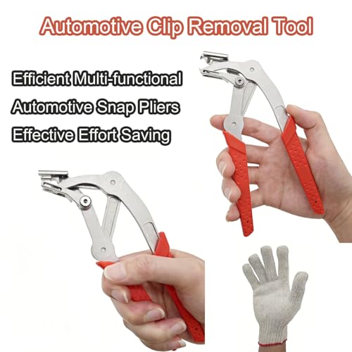 Car Clip Pliers, Clip Removal Pliers, Auto Trim Removal Tool for Automotive Fasteners, Push Pin & Door Panel Clips, Damage-Free Interior & Exterior Disassembly Tool with Glove