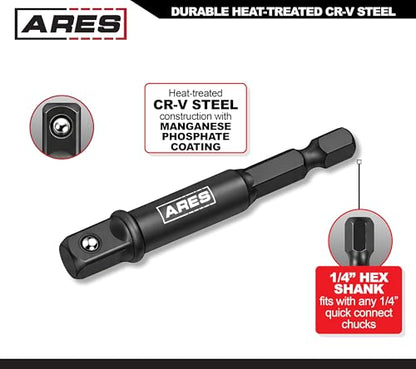 ARES 70384-10-Piece 1/4-Inch Drive 3-Inch Impact Grade Socket Adapter Set - Turns Impact Drill Driver into High Speed Socket Driver - size: 1/4-Inch Drive 3-Inch