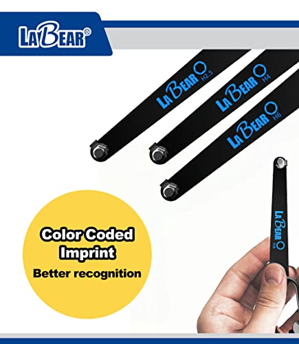 LABEAR Metric Hex Screwdriver Set, Ultra Low Profile 90°, 2.5-6mm | 10mm low-clearance access, S2 steel strength, five sizes included, carabiner storage for bike and repair kits - size: Metric HEX