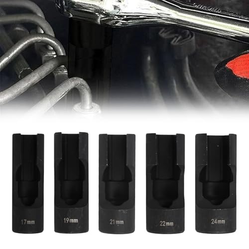 RULLINE 5pcs Upgraded Steel Flare Nut Socket Set Kit for Automotive and Mechanical Applications 1/2" square drive - size: 5pcs