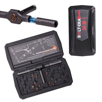 34 in 1 Magnetic Screwdriver Set, Magnetic Ratchet Screwdriver Set with Multi-Bit Ratcheting Handle & Bit Magnetizer, Compact Repair Tool Kit with Storage Case for Furniture, Computer, Bicycle and DIY - size: 34 in 1