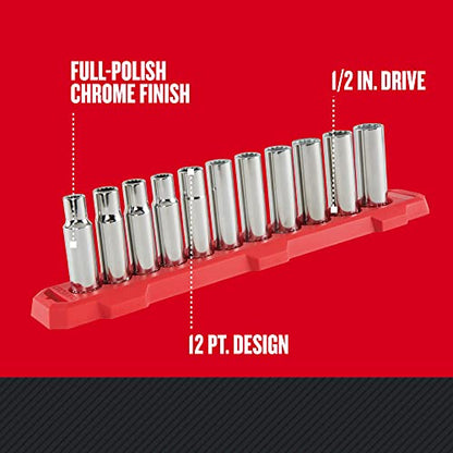 CRAFTSMAN Deep Socket Set, 1/2-Inch Drive, Metric, 11-Piece (CMMT12049) - style: Metric