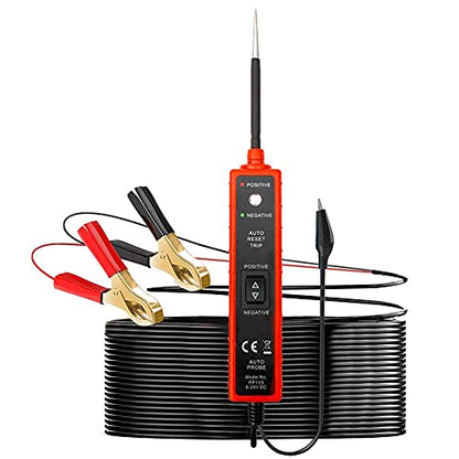 Power Circuit Probe Tester 6V-24V DC Test Light Automotive Circuit Tester 12V Auto Electrical Tester 12 Volt Component Activation, Polarity Identify, with LED Light, 13FT Cable, Overload Protection