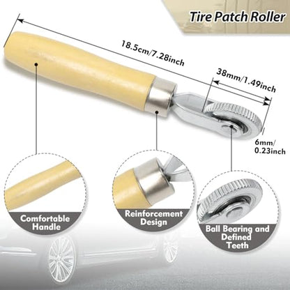 Tire Plug Kit Tire Patch Kit Heavy Duty, Tire Plug Repair Tools, 16Pcs Tire Patch Plugs, Tire Patch Roller Kit with 4mm Round Shank Twist Drill Bit for Vehicle - size: 16 Tire Patch Plugs + 2 Accessories