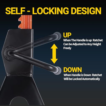 3 Ton Jack Stands, 1 Pair Heavy Duty Steel Car Jack Stands with Double Locking Pins, Adjustable Height for Cars, SUVs, Sedans and Vehicle Repair Maintenance（Black