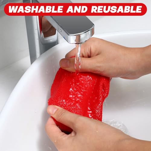 Potchen 8 Pcs Car Windshield Cleaner Tool Kit with Extendable Handle, Microfiber Towel Pads, Brush, Empty Spray Bottle for Auto Glass Wiper Suvs Rvs & Home Windows(Red) - color: Red