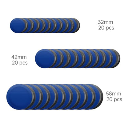 62Pcs Tire Tube Patch Kit, Tire Patch Roller, 60Pcs Wheel Patches(32mm/42mm/58mm) for Car and Motorcycle Wheel Repair