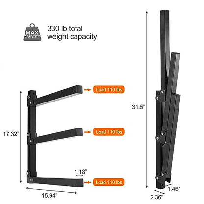 Ultrawall Wall Mount Wood Organizer and Lumber Storage Metal Rack for Shed, Workshop, Garage with 3-Level (Black-4 Pack) - style: Black-4 PACK